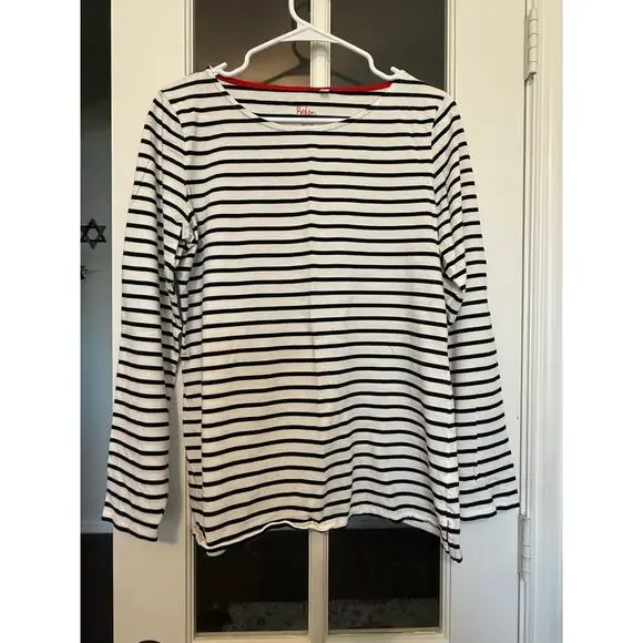 Boden Ella long sleeve Breton  striped cotton white and black US 12 - Picture 3 of 8